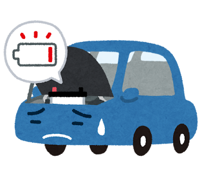 バッテリーが無くなった車のイラスト
