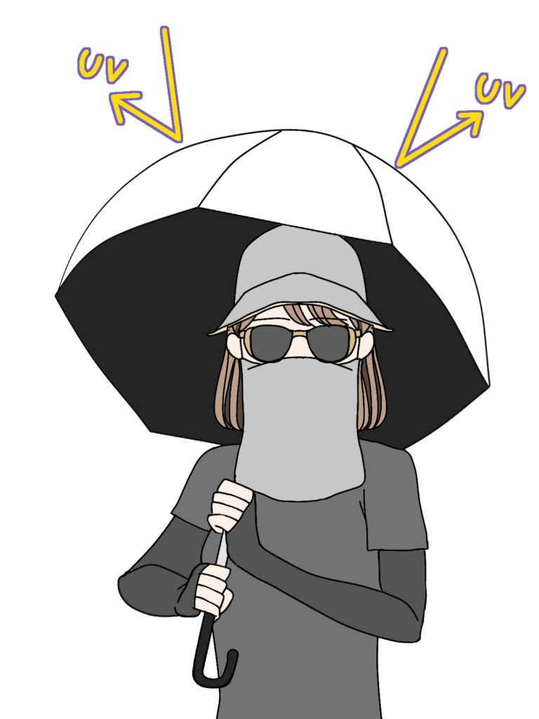 フェイスカバーでUVカットする女性