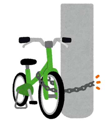 電柱に繋がれている自転車
