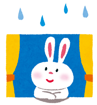 雨を眺めているうさぎ
