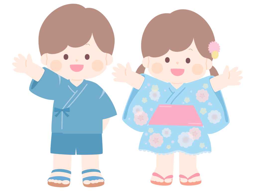 甚平とドレスタイプの浴衣姿