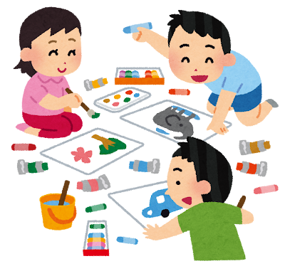お絵描きをして遊ぶ子どもたち
