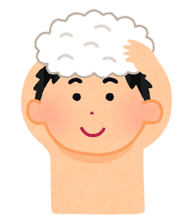 髪を洗う男の子