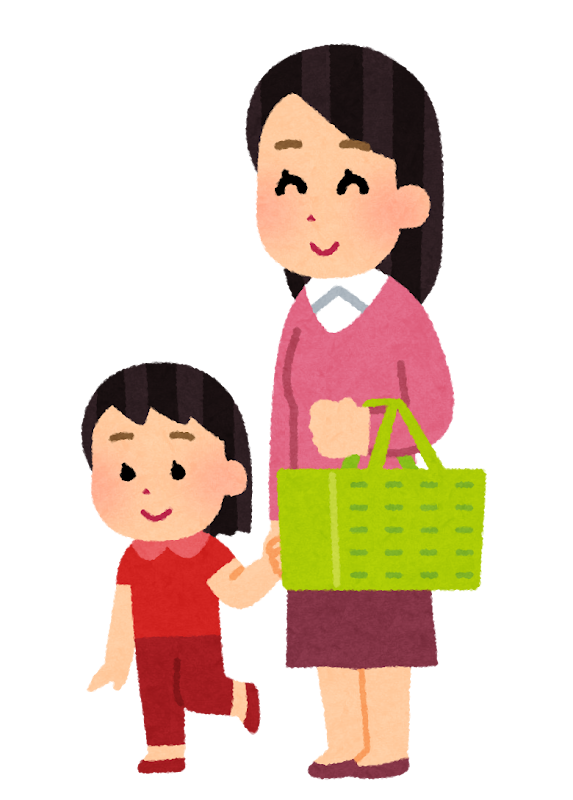 親子で買い物をする様子