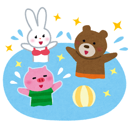 プールで遊ぶ動物