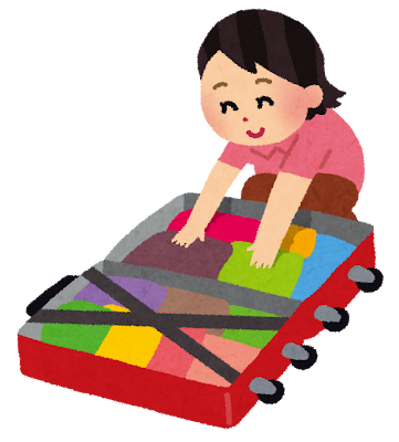 荷造りをしているママのイラスト