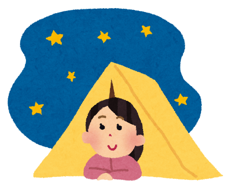 キャンプする女性