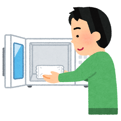 電子レンジを使用するパパのイラスト