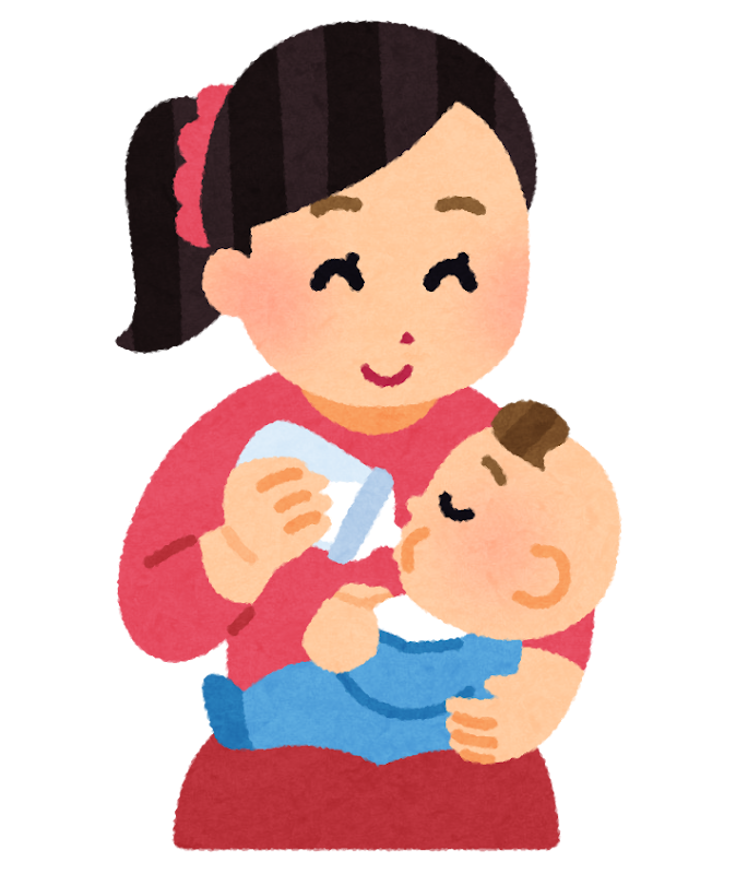 お母さんが赤ちゃんに授乳しているイラスト