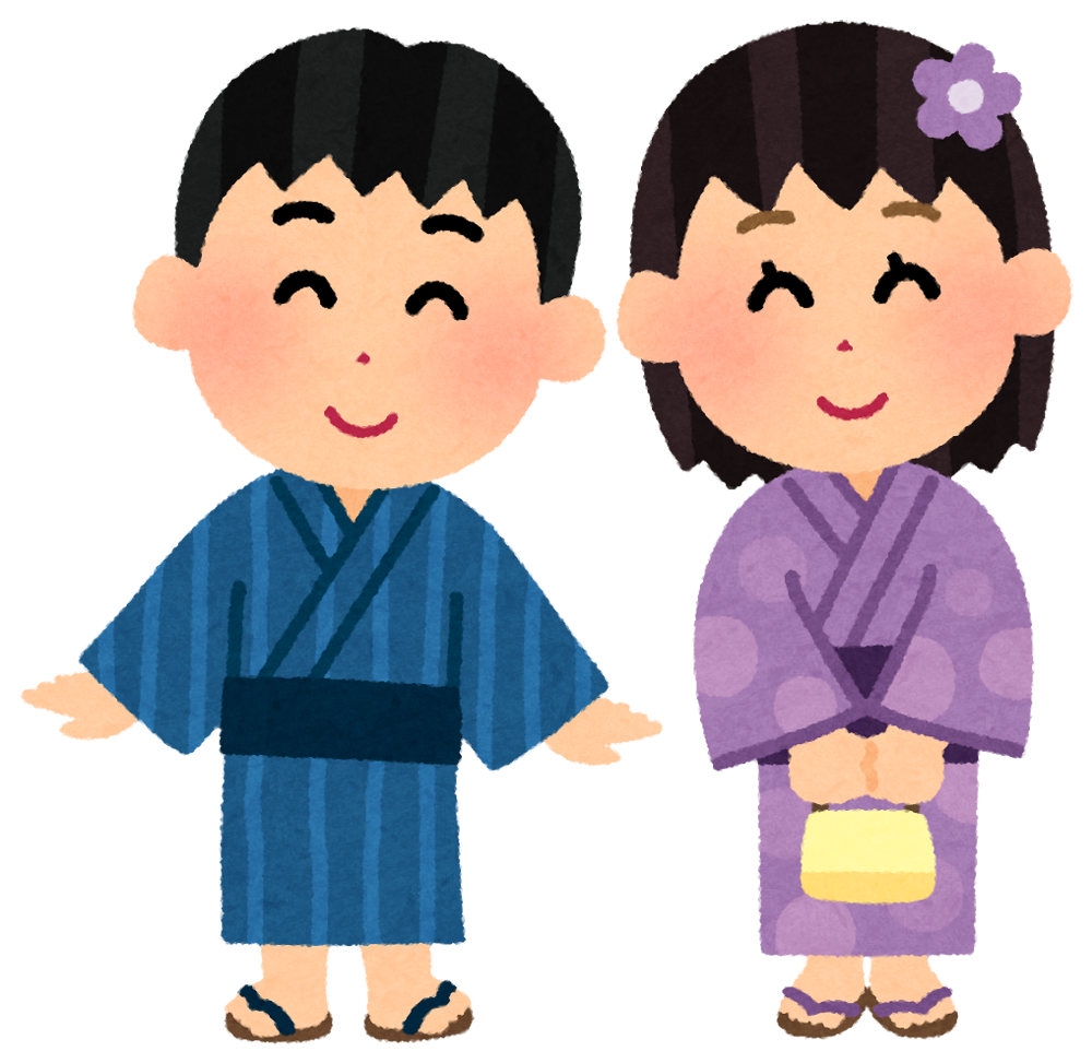 浴衣を着た女の子と男の子