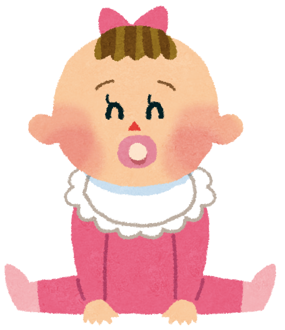 笑顔で座る女の子のあかちゃん