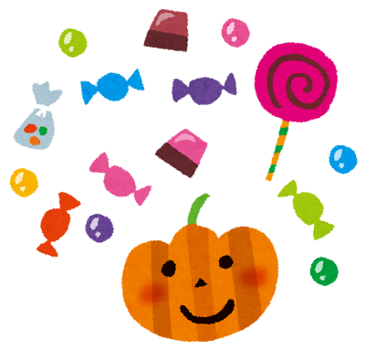ハロウィンのお菓子のイラスト