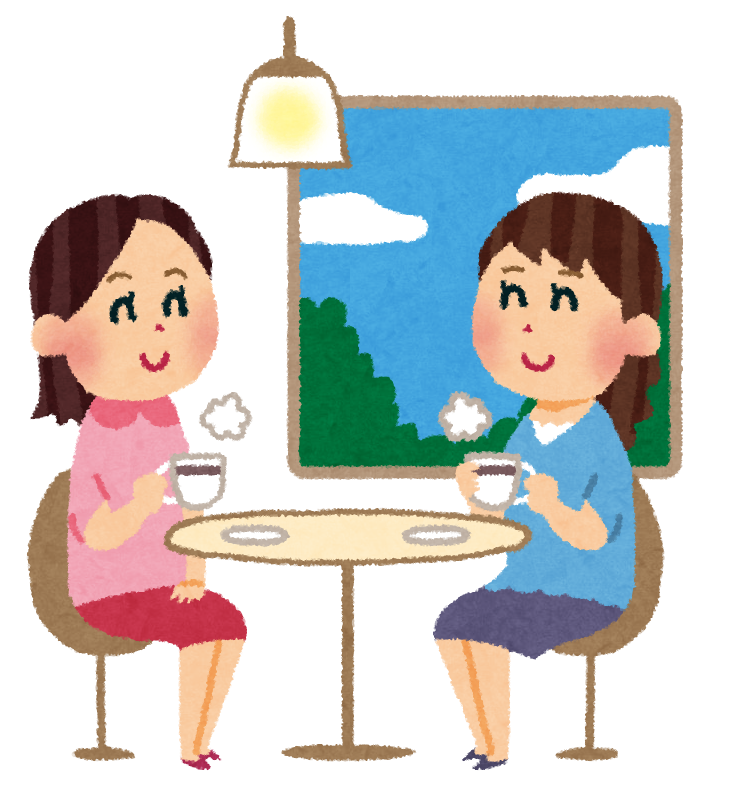 カフェでお茶するママ達