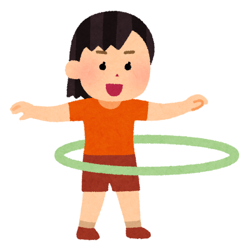 フラフープを回している女性
