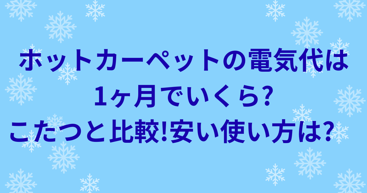 ホットカーペットの電気代は1ヶ月でいくら?こたつと比較!安い使い方は?　