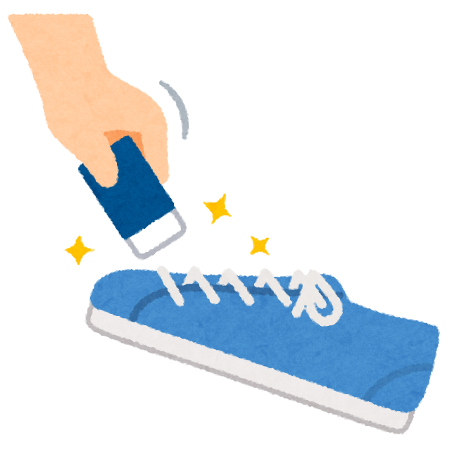 靴をきれいにしている